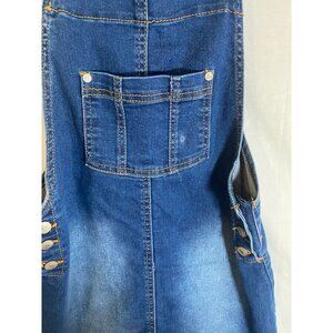 Wallflower lg 14-16 Girls Denim Overall Skirt w Front & Back Pockets Med Wash
